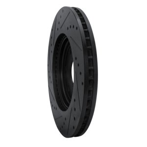 Nissan Pathfinder Brake Rotor (1) - Front Right - R1 Concepts - Drilled & Slotted - Black - `08-`11